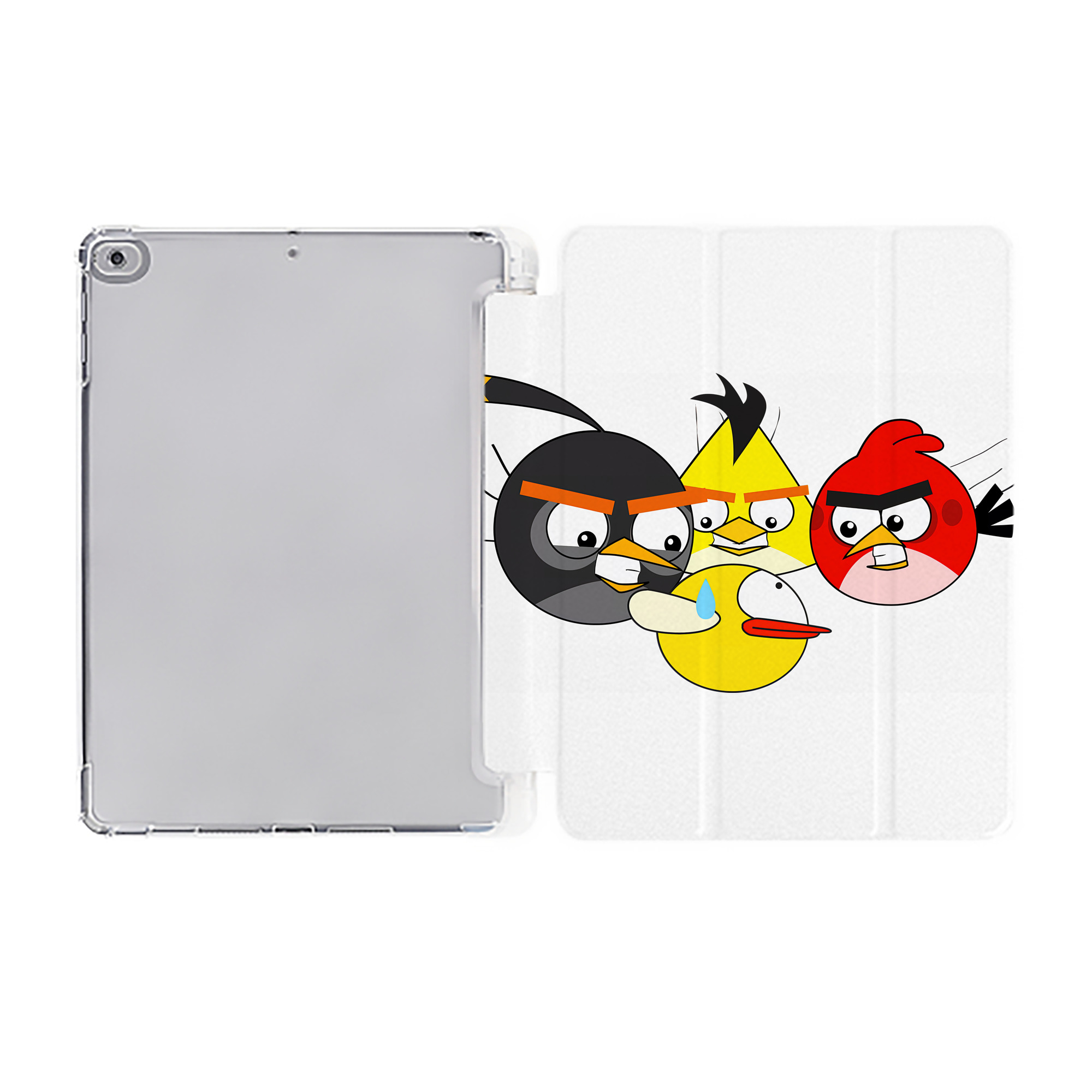 （画像用） Angry Birds アングリーバード IPad ケース ペン収納付き 三つ折りスタンド PUレザー×シリコン 対応機種9.5/10.5/10.9インチ